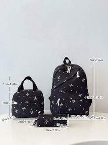 New Butterfly Print Laptop Backpack, Suitable For Elementary, Middle And High School Students - Black - View 11