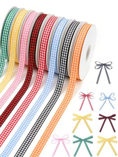 8pcs/4pcs 8 Styles Plaid Satin Ribbons, Holiday Decorative Ribbons, Bow Satin Ribbons, Adorable Holiday Decorative Ribbons, Perfect For Christmas, New Year, Valentine's Day, Wedding, Room Decor, Party Venue Decor, Hair Accessories, Photography Props, New Year Decorations, Romantic Night Scenery And Other Occasions