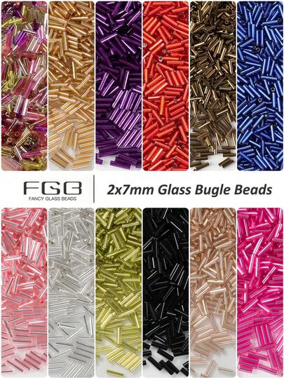 30 克约 900 颗玻璃喇叭珠，10 种颜色喇叭珠 1.8x6.8 毫米玻璃管珠透明管种子珠喇叭隔珠适用于耳环手链项链珠宝 DIY 工艺制作