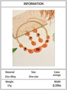 1 Set Of 2pcs Fashionable Classic Bohemian Style Geometric Multi-Color Enamel Inlaid Brown Faux Gemstone Necklace And Earrings Jewelry Set, Suitable For Women's Daily Commute, Social Gatherings, Vacation, Party, Versatile Accessory - Set - View 15