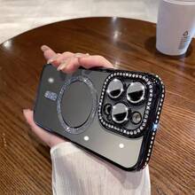 2025 高品质闪亮水晶手机壳，兼容 17 Air、16、15、14、13、12、11 Pro Max Plus，磁吸式透明镜头保护膜