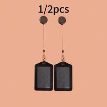 1/2pcs Card Holder + 1/2pcs Detachable Lanyard, Work ID Card Holder, Detachable Lanyard, ID Badge Holder, Work Card Case, Access Card Holder - Black - View 5