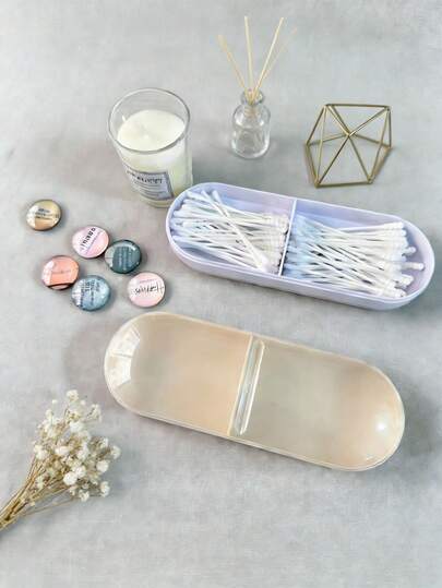 1pc Multi-Functional Dual Compartment Portable Storage Box With Lid, Dustproof Sealed Moisture-Proof, For Vanity/Bathroom Countertop Organization, Travel Carry-On