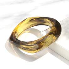 复古超大不对称棕色亚克力树脂粗手镯,女士手镯,哥特几何吊坠手镯,情侣首饰礼物 - 彩色 - 查看 41