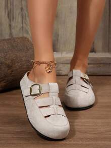 FVPFVP Tian Mei Yi Retro Platform Loafer Mule Sandały, Miękka Podeszwa, Casualowe Letnie Buty Wsuwane Dla Kobiet - Szary - Zobacz 4