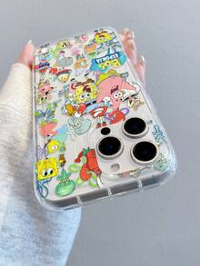SpongeBob SquarePants 1个卡通趣味全屏海绵宝宝家族图案防震透气手机壳，兼容三星/苹果17/16/15/14/13/12/11 Pro Max/12 Pro/14 Plus - 彩色 - 查看 4