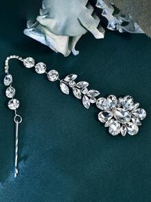 闪亮水钻头链婚礼波西米亚阿拉伯水钻额链头饰发箍简约宴会情人节配饰 - 銀色 - 查看 5