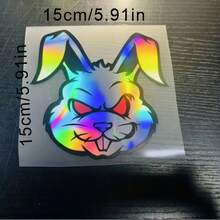 1pc Evil Rabbit Motorcycle Sticker, Waterproof Scooter Windshield Fuel Tank Vinyl Decal - A - View 5