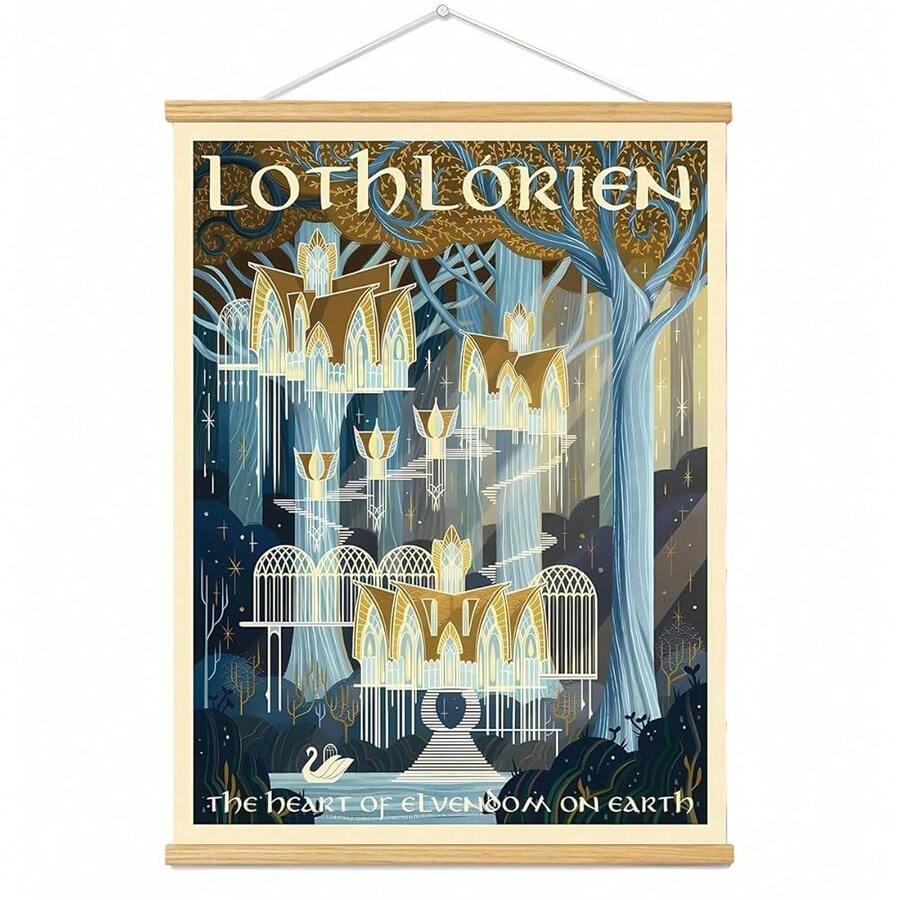 Meksular Middle Earth Landscape Wall Art Prints Canvas PaintingFantasy Posters, Wall Pictures, For Travel Gift, Canvas Art With Frames, For Office Home Decor Bedroom Living Room Wall Decor. - 洛絲蘿林 - 查看 1