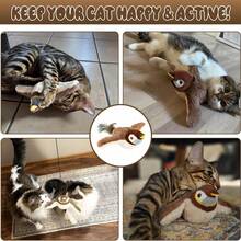 USB Rechargeable Electric Simulated Sparrow Cat Toy, Interactive Vibrating Rotating Wing With Realistic Bird Sounds, Feather Tail Cat Teaser Toy, Self-Entertainment & Hunting Interaction - Multicolor - View 5