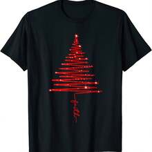 Camiseta de la Uni Gráfica Imprimida con Tinta de Árbol Cistmas de la Fe Roja - Negro - Ver 1
