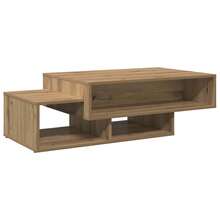 Table basse vidaXL en chêne artisanal 105x55x32 cm, ingénierie du bois - Tabac - Voir 3