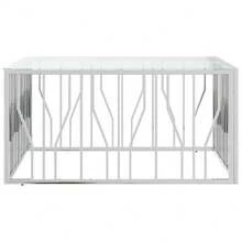 vidaXL Table basse 100x100x50 cm acier inoxydable et verre - Argent - Voir 1
