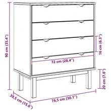 vidaXL Cómoda OTTA castanho e cinzento 76,5x39,5x90 cm Bois de pin massif - Cinza - Ver 9