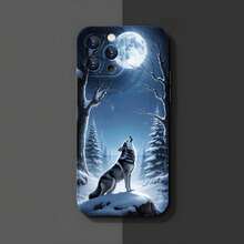 1PC Phone Case ,  Wolf Howling Moon Night Forest , Stylish Phone Case, Phone Decoration, All-around Lens Protection, Creative Small Gift, Funny Gift for Boys and Girls - ブラック - チェックする 3