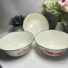 Enamel Preservation Bowls - Retro Floral Design Enamel Bowls, Mixing Bowls, Suitable For Fruits, Vegetables, Salads And Dry Food - Dishwasher Washable, Reusable Round Containers For School, Camping And Picnics, Suitable For Christmas, Halloween, Easter, And Thanksgiving - Multicolor - View 7