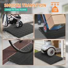 Rubber Threshold Ramp, Heavy Duty Threshold Ramps, Rubber Driveway Ramps With Cable Cover, Car Driveway Curb Ramp For Cars Vehicles Loading Dock Garage Sidewalk, 24x42x3inch - 24x42x3inch - View 4