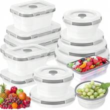 Collapsible Silicone Food Storage Containers With Lids, Freezer & Dishwasher , Foldable Lunch Box For Camper, Leftovers, Snacks, Meals, White - Transparent White Lunch Box - View 2