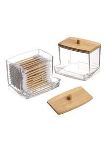 Bathroom Vanity Swab Storage Box, Transparent Plastic Medicine Container, Bathroom Accessory Set, Storage Box Organizer, Can Store Swabs, Balls, Pads, Dental Floss Picks, Etc. - Multicolor - View 9