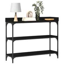 vidaXL Tavolo Consolle con Étagère Chêne Nero 100 x 30 x 80 cm - nero - Visualizzare 3