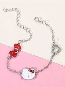 一套项链+手链，可爱卡通主题首饰套装，适合，锌合金手链镶嵌闪亮水晶，时尚配饰，包含项链和手链，适合日常佩戴和送礼，情人节完美之选。 - 彩色 - 查看 5