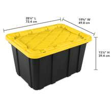 27 Gallon Industrial Tote, Rugged Plastic Storage Bin,  Lid, Black/Yellow, 6 Pack - 黑色/黃色 - 查看 4