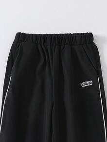 1pc Boys' Casual Straight Leg Pants, Lightweight Comfortable Trousers With Simple Design, Fashionable For Spring & Autumn - Black - View 7