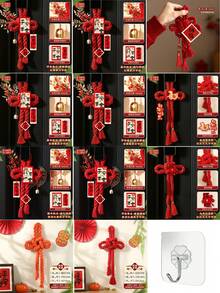 1件2026新年结饰，新年门饰，中国结吊坠，适用于壁炉、窗户、农舍、室内家居、新年房间装饰