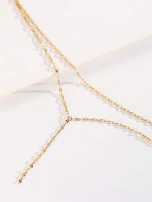 1件装女士时尚简约不锈钢唇链多层长项链