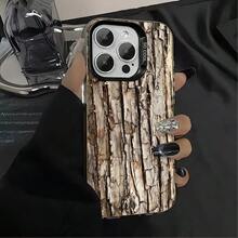 1pcs Tree Bark Texture Phone Case Compatible with Apple Phone 17ProMax 16 15 14 13 12 11ProMax Pro Xs Max XS X 7plus 8plus Antidrop Phone Case Silicone Vintage Minimalist Aesthetic Fashion Elegant Can Be Given To Friends Can Be Given To Family Members As Gifts - Negro - Ver 5