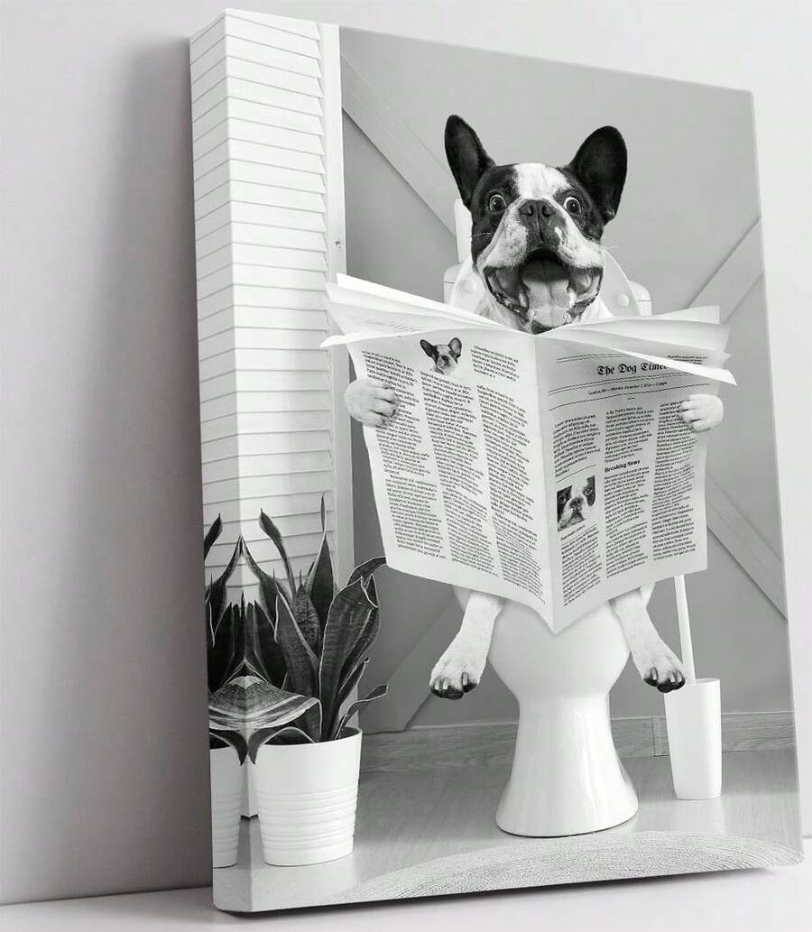 Biufo Wall Art Bathroom Animal Dog on Toilet Wall Decor Canvas Print Picture Black White Artwork Restroomx)cuadros decorativos para sala,poster,con marco,posters,cuadros para la pared ,marcos para cuadros,cuadro,virgen de guadalupe,salascuadros decorativos para sala,poster,con marco,posters,cuadros para la pared ,marcos para cuadros,cuadro,virgen de guadalupe,salas - transparente - Ver 1