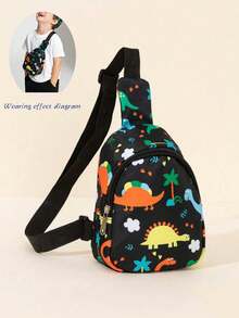 2pcs/Set Kid's Cartoon Dinosaur Print Baseball Cap + 1pc Random Cut Dinosaur Print Crossbody Bag, Cute & Fun, Suitable For Daily Wear, Outdoor, Graduation, Back To School, Children's Holidays, Dopamine Outfit - Multicolor - View 13