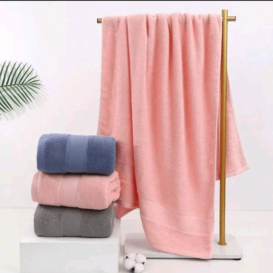 70* x 140* Toalla de baño multicolor de algodón grueso, toalla grande de algodón absorbente, suave y cómoda, para hombres y mujeres, para el baño doméstico. - Multicolor - Ver 1
