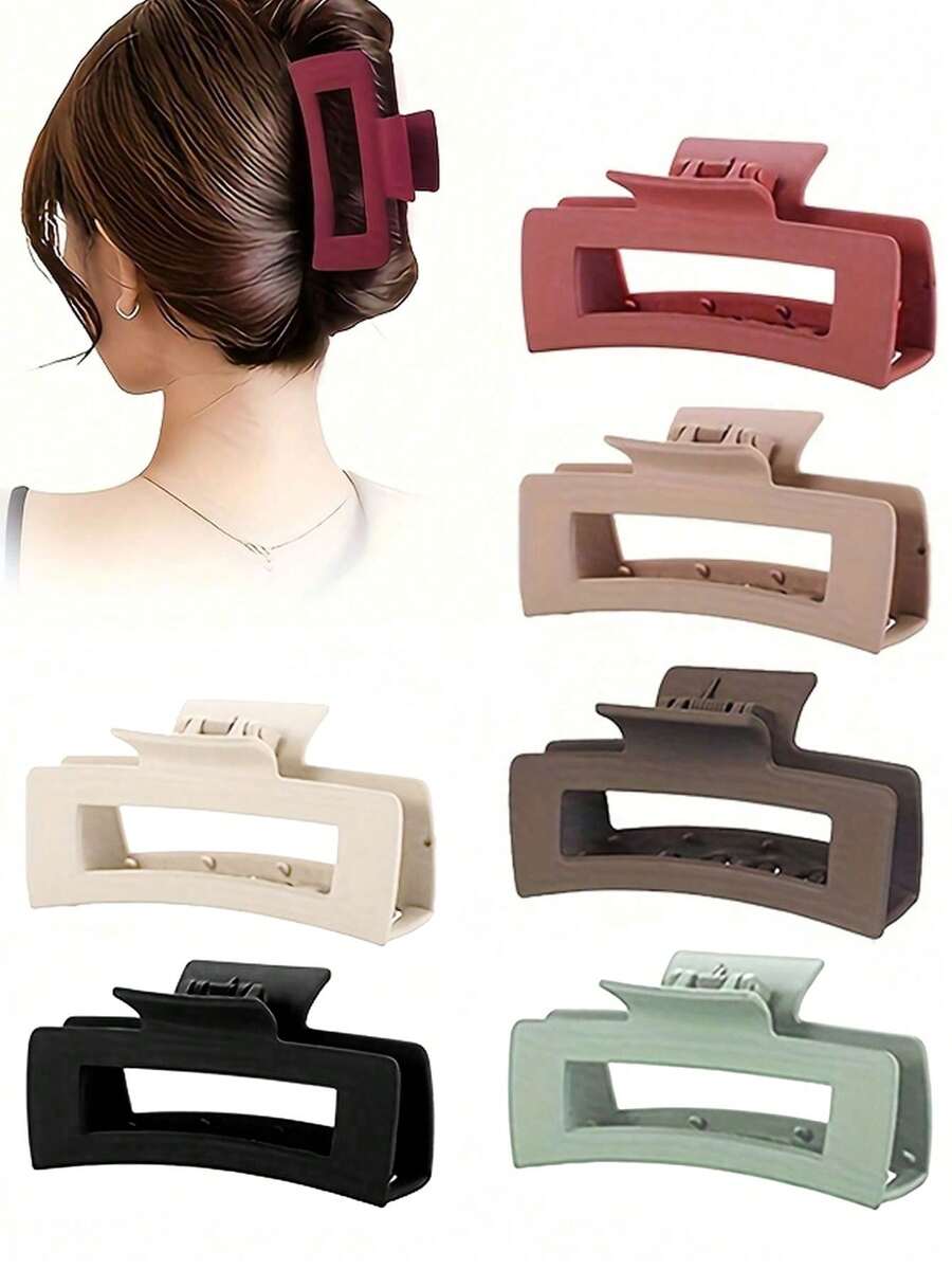 6 Peças Grampos de Cabelo Quadrados Minimalistas Foscos, Acessórios de Penteado Elegantes com Garra, Ótimos para Uso Diário, Dia das Mães, Volta às Aulas, Ação de Graças, Ano Novo, Dia dos Namorados, Carnaval - Grampos de Garra da Moda Casual Elegantes