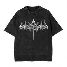 Washed T Shirts 7 Kings Mordor L-Lords Of The R-Rings Hip Hop Novelty T-Shirts Street Streetwear Summer Tops Tees For Men Women - màu đen - Xem 1