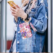 New Girls Flower Credit Card Holder Anti-Theft Case Zipper Wallet With Strings - Multicolor - View 6