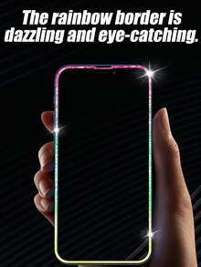 2pcs Colorful Shiny Edged Tempered Glass Screen Protector, Anti-Scratch, Anti-Shock, Waterproof, Ultra-Clear Tempered Glass Screen Protector, Compatible With IPhone 11/12/13/14/15 Pro Max/16 Plus/16 Pro/16 Pro Max/16e/17/17 Air/17 Pro/17 Pro Max Series - Colorful - View 8