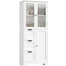 Bathroom Cabinet, Tall Bathroom Cabinet With 3 Doors And 3 Drawers, Kitchen Cabinet For Living Room, Kitchen, Dining Room, Office, 143.2 X 60 X 30 Cm, White - 白色 - 查看 7