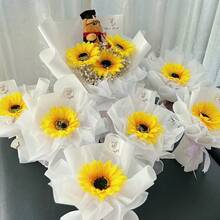 7 piezas de 27,5 cm de girasol realista, adecuado para manualidades DIY y decoración del hogar - Flores artificiales en floración para interiores/exteriores, se pueden usar para ramos de novia y decoración de mesa. Adecuado para decoración de verano, decoración del hogar, decoración del dormitorio, decoración de la casa, decoración de la sala de estar, decoración de la habitación, decoración de cumpleaños, decoración de bodas.