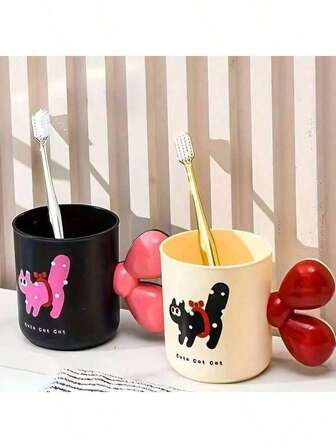 1pc Cartoon Cute Toothbrush Holder Cup, Couple Cup For Bathroom Use, Toothbrush Rack