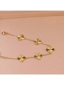 Set de 3 piezas de pulsera de trébol de acero inoxidable, de moda y elegante, adecuado para uso diario y bodas - Multicolor - Ver 10