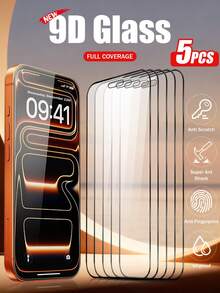 Yezodawee 防震钢化玻璃膜 5 片装，全屏覆盖，高透光率，兼容 17 Pro Max/17 Air/16e/16 Plus/16 Pro Max/15 Pro Max/14 Pro Max/13 Mini/12/11 Pro Max/X/XR/XS Max，防指纹，高清透明，9H 硬度，防震，完美贴合，兼容手机壳，春季礼物 - 無色 - 查看 23