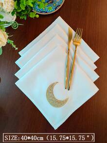 1/2/4pcs 100% Polyester Exquisite Embroidered Small Napkins, Ramadan Elements, Ramadan Mubarak, Oil And Dirt Resistant, Suitable For Ramadan, Home, Holiday Decor, Eid Mubarak, Parties, Weddings, Restaurants, Kitchens, Dining Tables, Desks, Coffee Tables, Vanities, Living Rooms, Bedrooms, Indoor And Outdoor, Camping Etc.