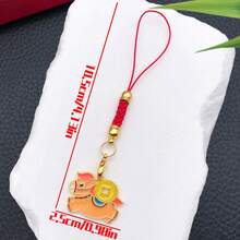 New Year's Soft & Auspicious Pony Pendant With Lanyard: Red Cord + Gold-Plated Finish. A Therapeutic And Lucky Accessory For Your Phone Or Keys-A Meaningful Keepsake To Carry With You Every Day. - Pony - View 13