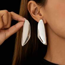 1 Pair Fashionable Asymmetrical Design Stud Earrings, Suitable For Women's Daily And Party Wear - Hemispherical Irregular Earrings - View 2