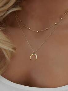 1 件金色月亮项链，个性时尚配饰，多种款式可选，适合女性日常佩戴。 - 金色 - 查看 5