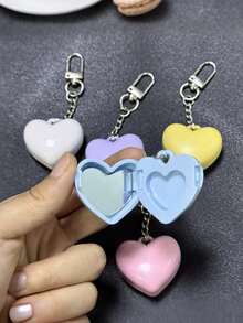 [2-In-1 Y2K Lip Balm] 2-In-1 Y2K Cute Lip Balm Cheek Balm Solid Makeup 0.4g | Love Mirror Box, Heart Bag Charm Purse Charm Keyring Accessories, Women Heart Keychain Gift - Multicolor - View 3