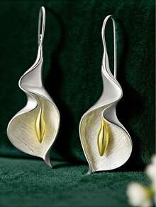 1pair Vintage Style Faux Pearl & Lotus Shaped Creative Earrings For Women Valentines,Mom,Mother's Day,Gift - Bạc - Xem 5