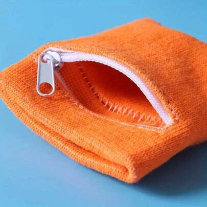 1 pieza Brazalete deportivo de nailon transpirable con bolsillo con cremallera - Manga para el brazo multicolor absorbente del sudor para gimnasio, entrenamiento y actividades al aire libre (Amarillo/Negro/Blanco/Azul/Rojo), accesorio de gimnasio, diseño funcional, diseño de ajuste