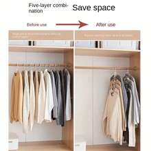 1 Five-Layer Durable Space-Saving Hanger - 5-In-1 Multi-Layer Metal Design With Anti-Slip Foam Padding For Easy Storage, Space-Saving Travel And Daily Necessities - Multicolor - View 5